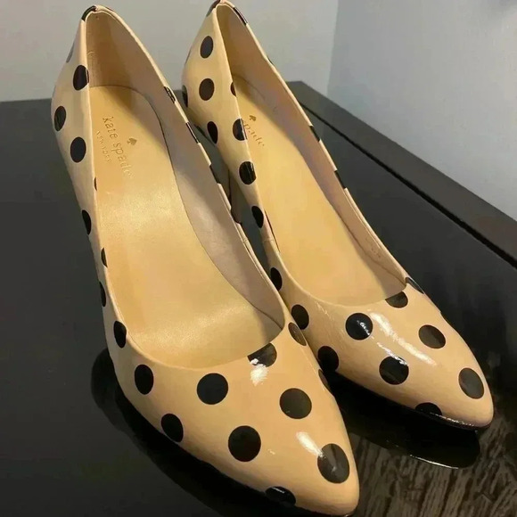 Kate Spade Heels Cream/ Polka dots Size 9.5M - Picture 1 of 5
